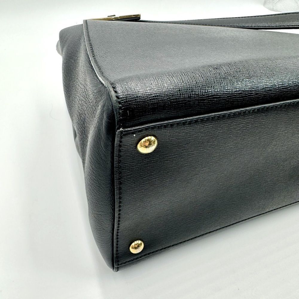 Fendi Medium Black Leather Sac 2Jours Top Handle 2way Tote Bag Preloved Purse - Picture 9 of 14